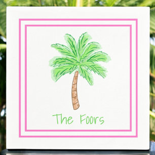 Servilleta De Papel Árbol de Palma Personalizado con Borde Preppy