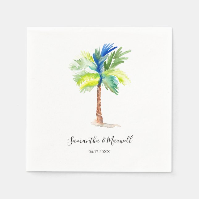 Servilleta De Papel Árbol de palmas tropical Boda personalizado (Anverso)