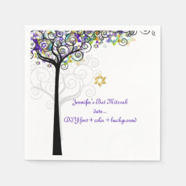 Servilleta De Papel ÁRBOL DE PixDezines DE VIDA/MITZVAH/PURPLE