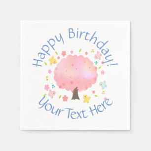 Servilleta De Papel Árbol de primavera y Personalizado de pájaros