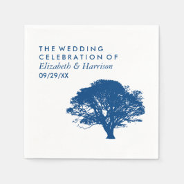 Servilleta De Papel Árbol de roble azul, Boda rústico y minimalista