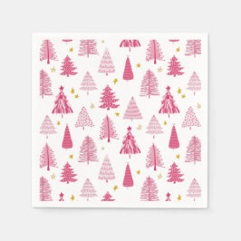 Servilleta De Papel Árbol de vacaciones de Navidades rosados