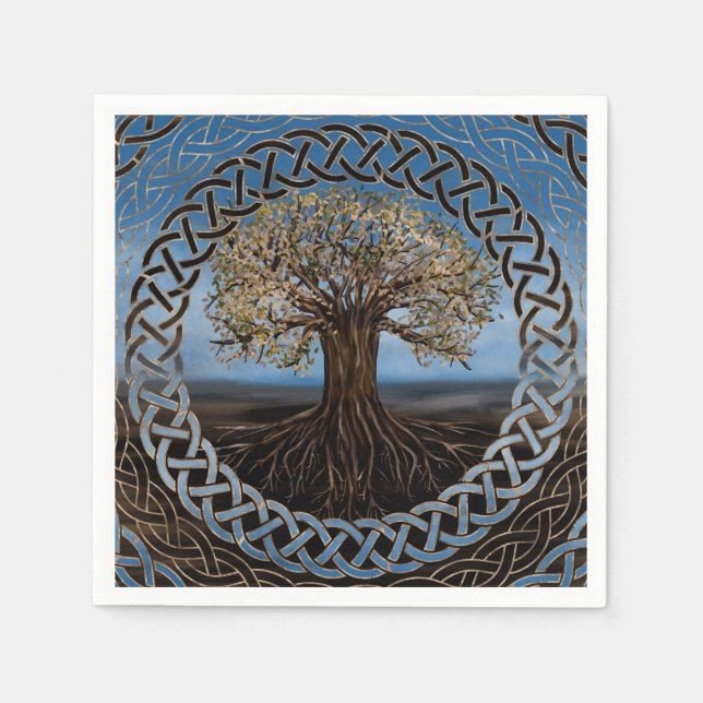 Servilleta De Papel Árbol de vida - Dibujo de Yggdrasil (Anverso)