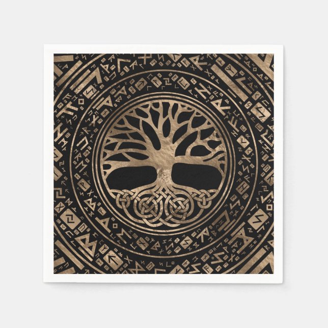 Servilleta De Papel Árbol de vida - Patrón Rústico Yggdrasil (Anverso)