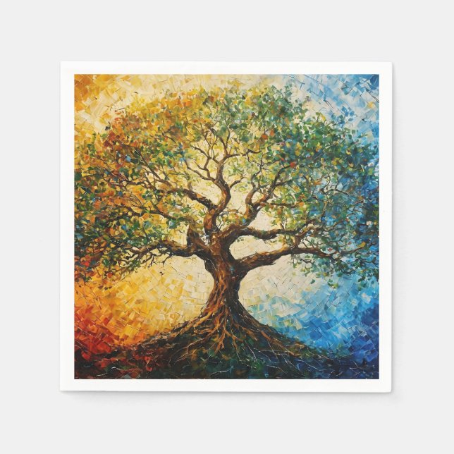 Servilleta De Papel Árbol del conocimiento - Pintura de petróleo (Anverso)
