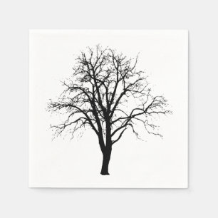 Servilleta De Papel Árbol deshojado en silueta del invierno