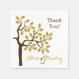 Servilleta De Papel Árbol elegante con hojas de Relieve metalizado dor