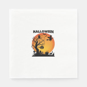Servilleta De Papel Árbol espeluznante de Halloween Bruja voladora Lun