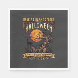 Servilleta De Papel Árbol espeluznante de Halloween Luna llena Gato ne