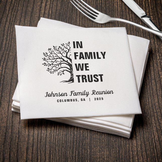 Servilleta De Papel Árbol familiar en familia confiamos en la Reunión (In Family We Trust Family Reunion Napkin)
