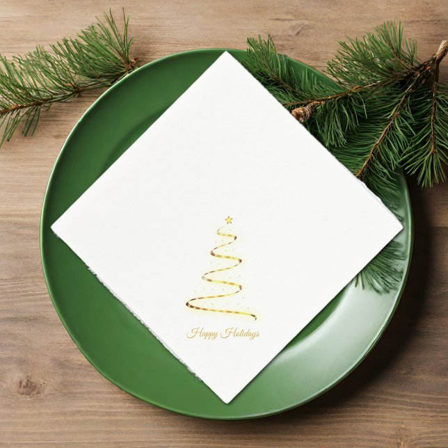 Servilleta De Papel Árbol moderno de Navidad - dorado y blanco - diago (Subido por el creador)