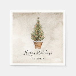 Servilleta De Papel Árbol navideño feliz de vacaciones