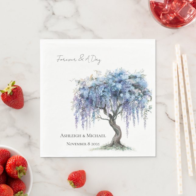 Servilleta De Papel Árbol Romántico de Flores Moradas Boda (In situ)