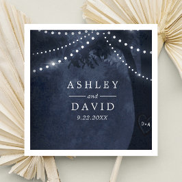 Servilleta De Papel Árbol ruso azul de la Marina enciende primera boda