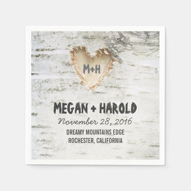 Servilleta De Papel Árbol Rústico del Corazón de Pájaro Inspirado (Anverso)