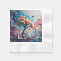 Árbol surrealista con flores florecientes