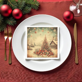 Servilleta De Papel Árbol vintage de Navidad