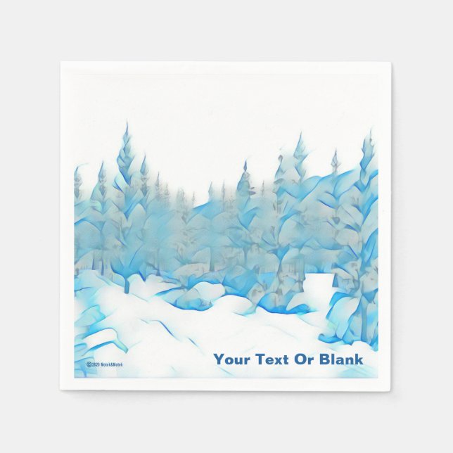 Servilleta De Papel Árboles azules nevados (Anverso)
