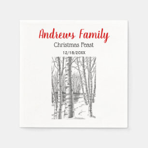 Servilleta De Papel Árboles Birch En Navidades De Invierno
