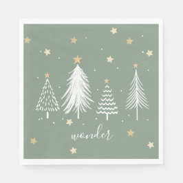 Servilleta De Papel Árboles blancos de Navidad con Fiesta de oro
