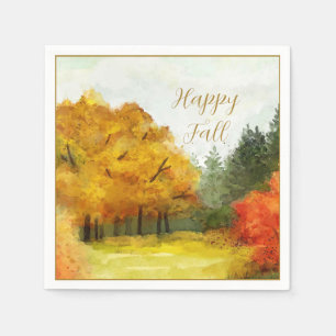 Servilleta De Papel Árboles de acuarela de otoño con texto personaliza