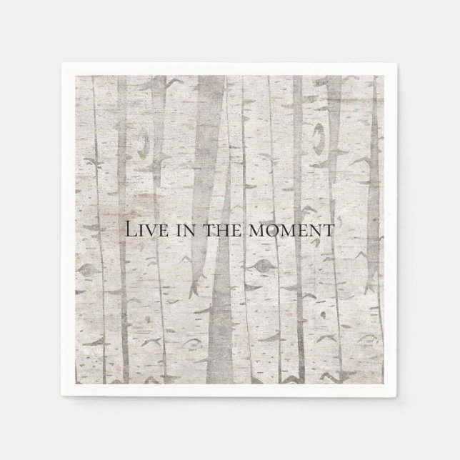 Servilleta De Papel Árboles de aves blancas rusticas (Anverso)