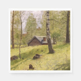 Servilleta De Papel Árboles de aves en el campo sueco (Jansson)