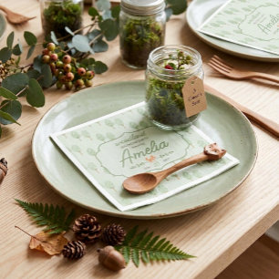 Servilleta De Papel Árboles de Bosque de Acuarela Verde Cumpleaños Zor