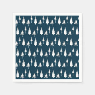 Servilleta De Papel Árboles de invierno azul de la marina