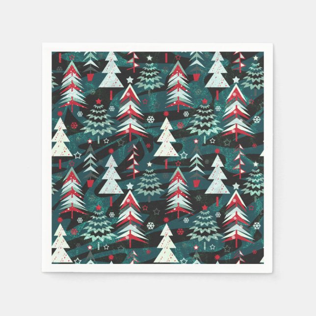 Servilleta De Papel Árboles de Navidad. (Anverso)