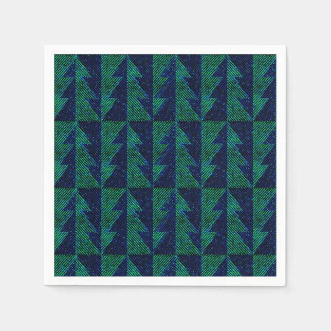 Servilleta De Papel Árboles de Navidad azules y verdes. Navidad (Anverso)