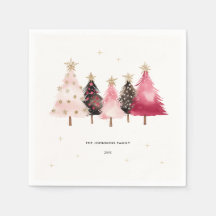 Árboles de Navidad con Acuarela Rosa Fiesta Navide