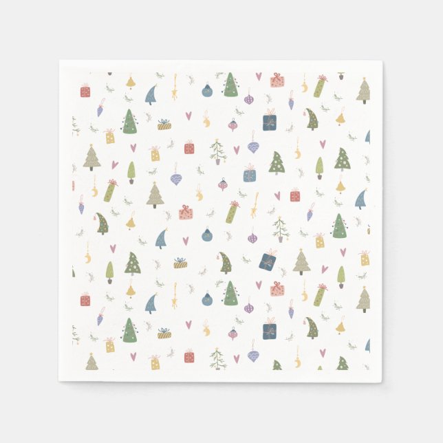 Servilleta De Papel Árboles de Navidad curados presenta patrón de orna (Anverso)