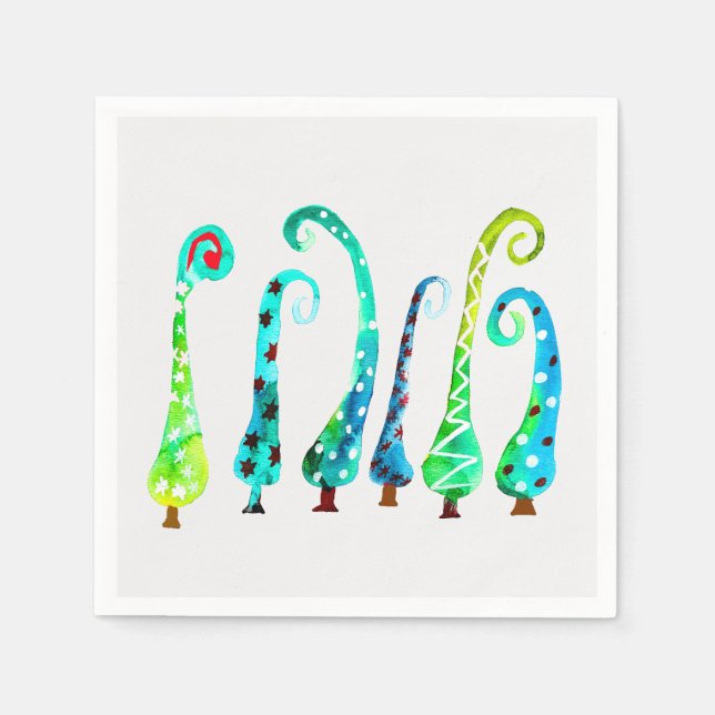 Servilleta De Papel Árboles de navidad de acuarela (Anverso)