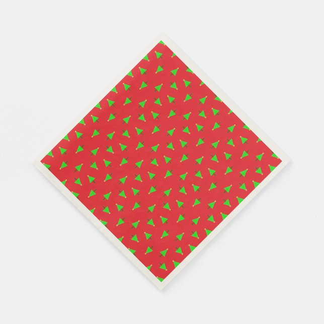 Servilleta De Papel Árboles de Navidad en rojo (Esquina)