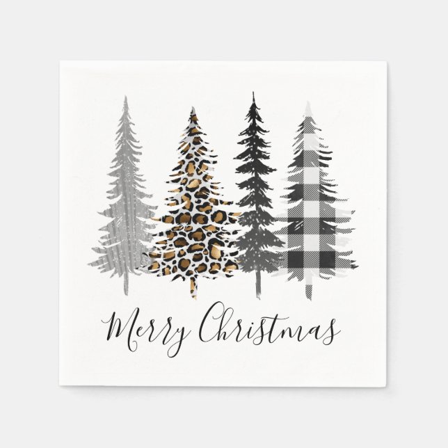 Servilleta De Papel Árboles de Navidad Modernos de Granja (Anverso)