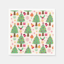 Árboles de Navidad Retro con Patrón de Signo de Pa
