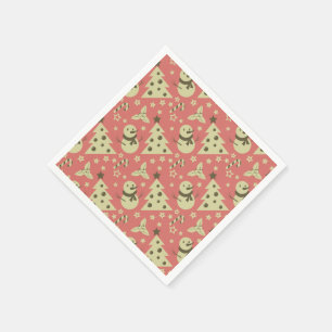 Servilleta De Papel Árboles de Navidad retro estrella de berry caramel