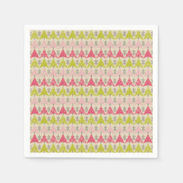 Servilleta De Papel Árboles de Navidad rosados y verdes