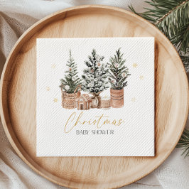 Servilleta De Papel Árboles de Navidad Rústicos de Invierno Baby Showe