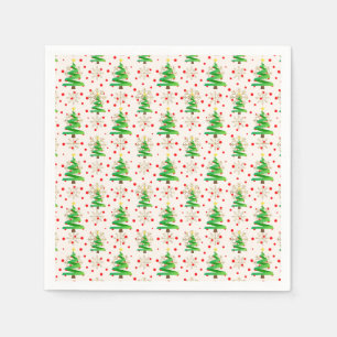 Servilleta De Papel Árboles de Navidad y copos de nieve de oro