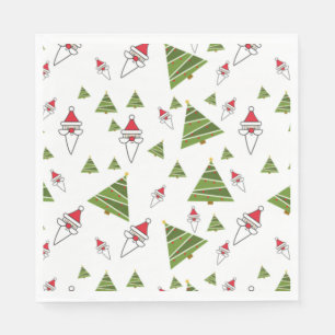 Servilleta De Papel Árboles de navidad y Papá Noel