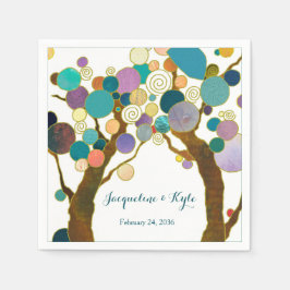 Servilleta De Papel Árboles del amor en tonos de Boda Verde azulado