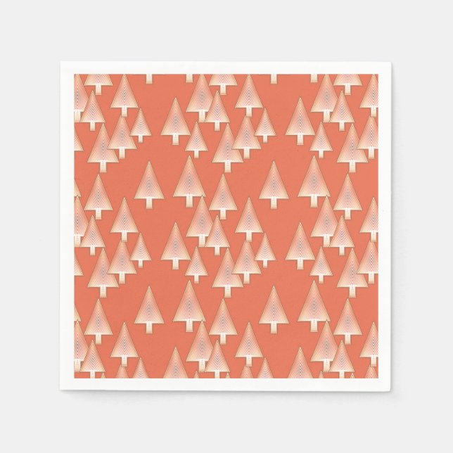 Servilleta De Papel Árboles modernos de Navidad metálicos - cobre y óx (Anverso)