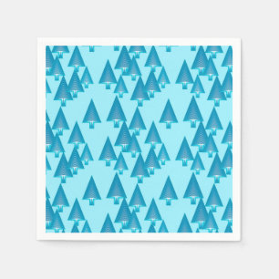 Servilleta De Papel Árboles modernos metálicos de Navidad - azul cielo
