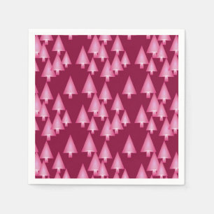 Servilleta De Papel Árboles modernos metálicos de Navidad - rosa y vin