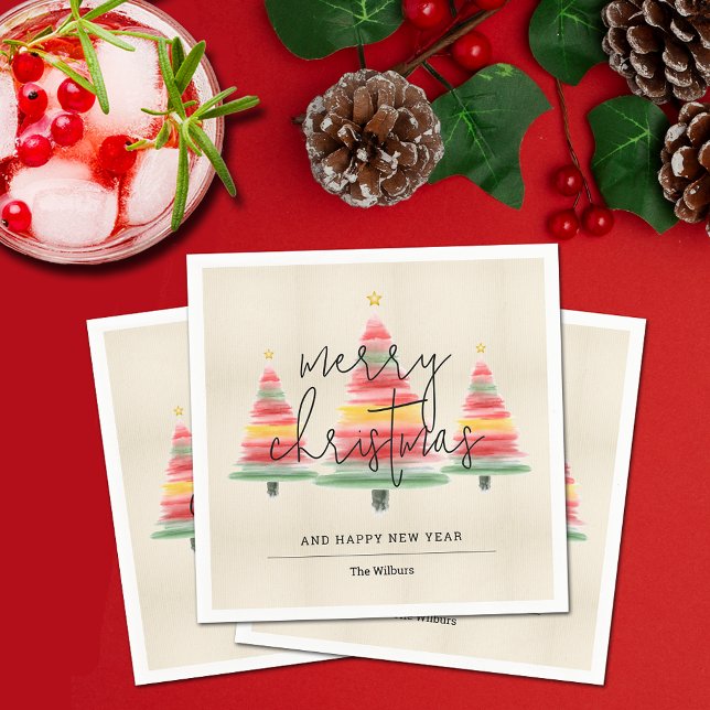 Servilleta De Papel Árboles navideños acuarelas (Subido por el creador)