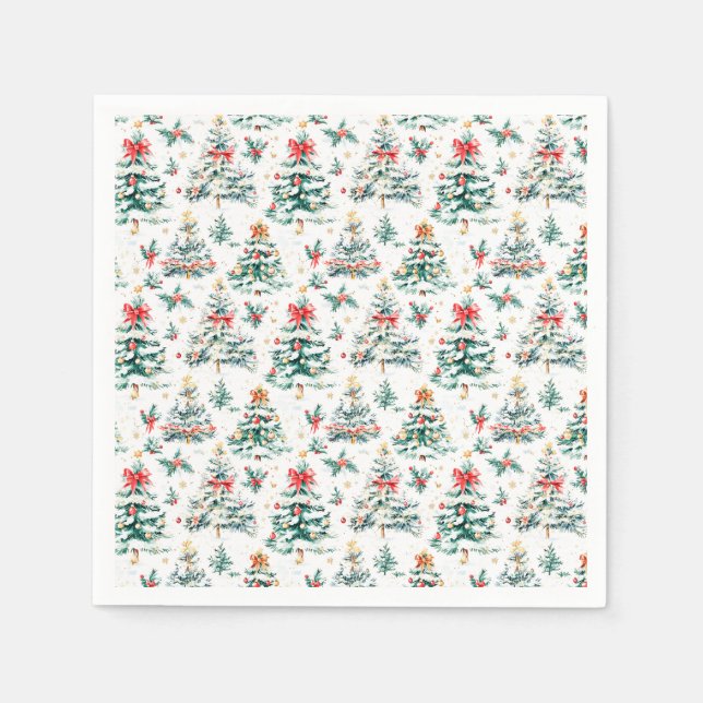 Servilleta De Papel Árboles navideños festivos (Anverso)