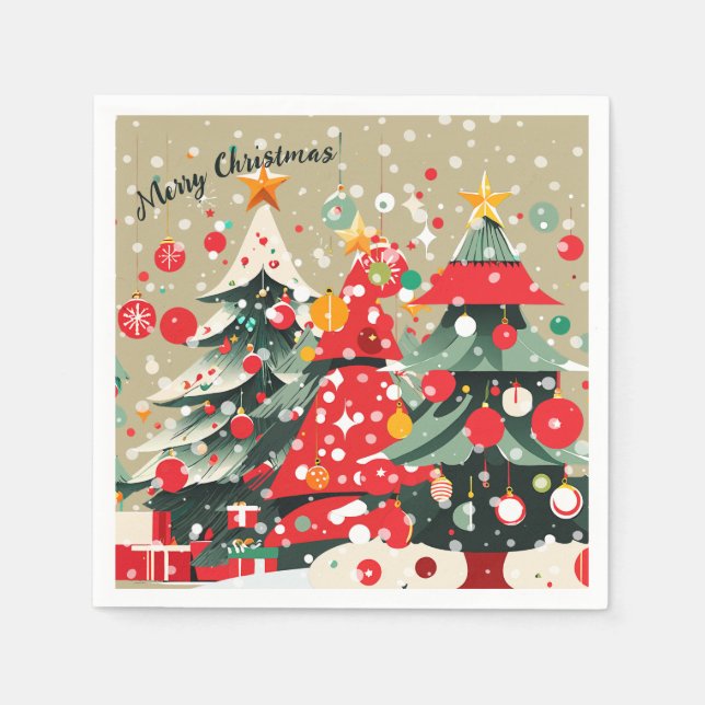 Servilleta De Papel Árboles navideños juguetones (Anverso)