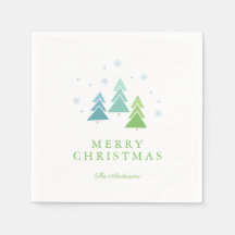 Árboles navideños modernos y copos de nieve